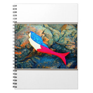 red and blue mermaid notebook