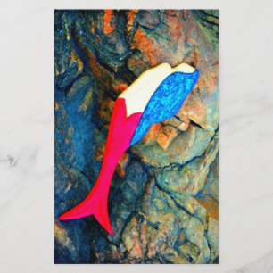 red and blue mermaid stationery