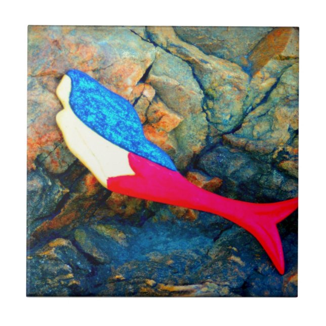 red and blue mermaid tile (Front)