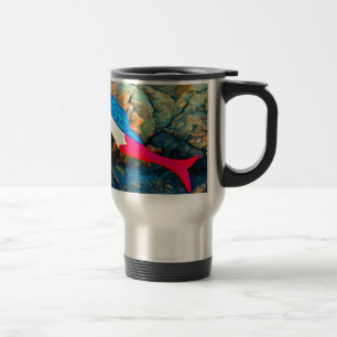 red and blue mermaid travel mug