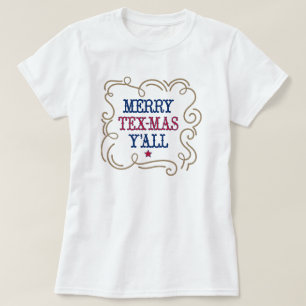Red and Blue Merry Tex-Mas Y'all T-Shirt