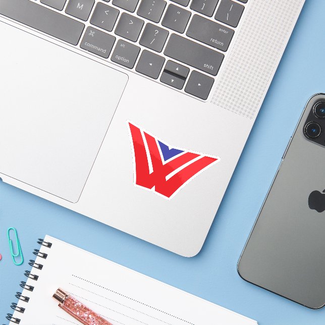 Red and Blue Modern and Minimal Letter W Monogram (Laptop w/ iPhone)