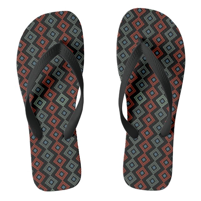 red and blue modern plaid tartan Capri Flip Flops (Footbed)