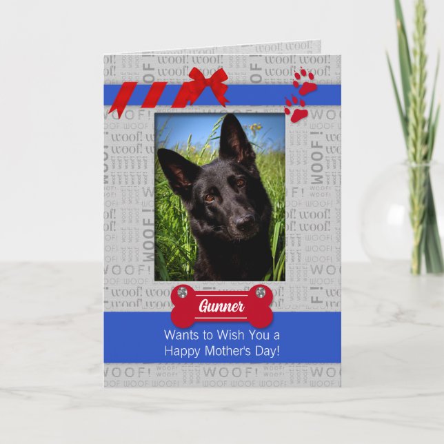 Red and Blue Mother's Day from the Dog Photo Card (Front)