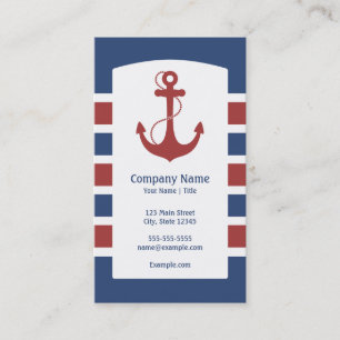 Red and Blue Nautical Anchor Business Card