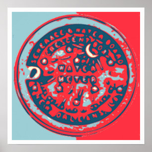 Red and Blue NOLa Water Metre Poster