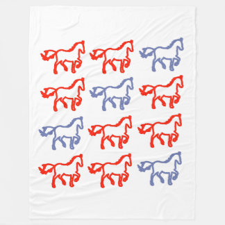 Red and Blue Outline Horse – Zodiac Horse Fleece Blanket