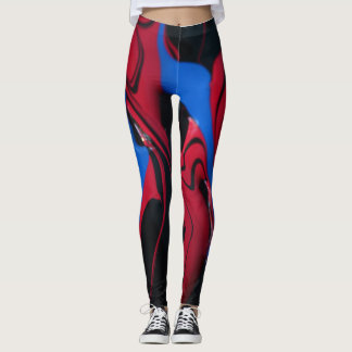 Red and blue paint colours leggings