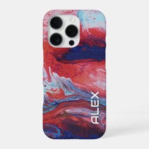 Red and Blue Paint Swirl – Abstract Fluid Pattern iPhone 16 Pro Case