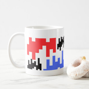 Red and blue pixel decorative mug. coffee mug