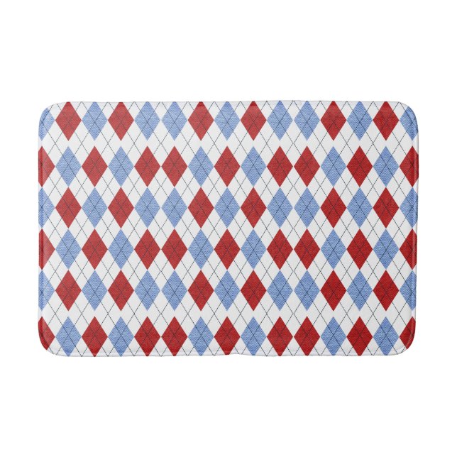 Red and Blue Plaid Bath Mat (Front)