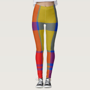 Red and Blue Plaid Leggings