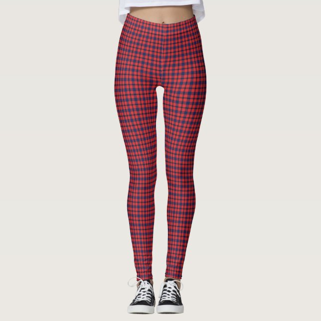  Red and Blue Plaid Leggings (Front)