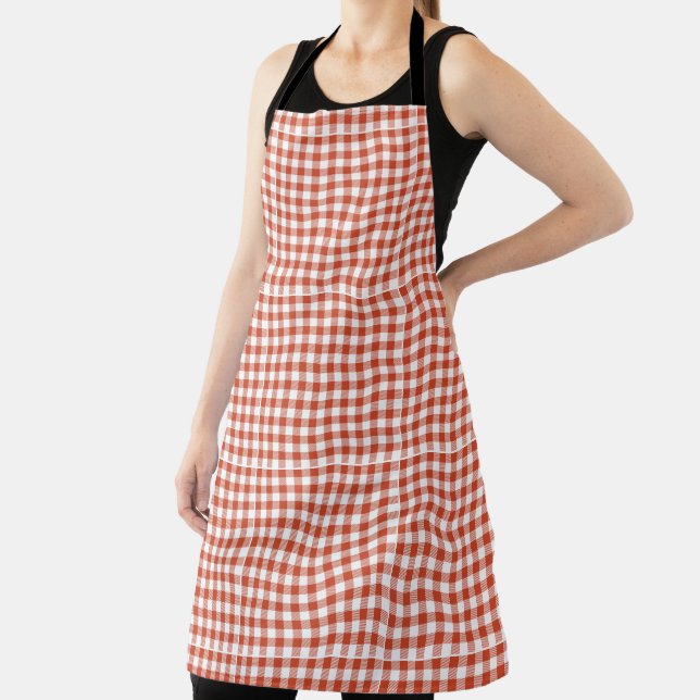 Red and Blue Plaid Patter Apron (Insitu)