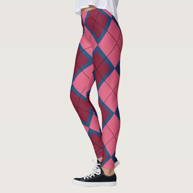 Red and Blue Plaid Pattern Leggings (Left)