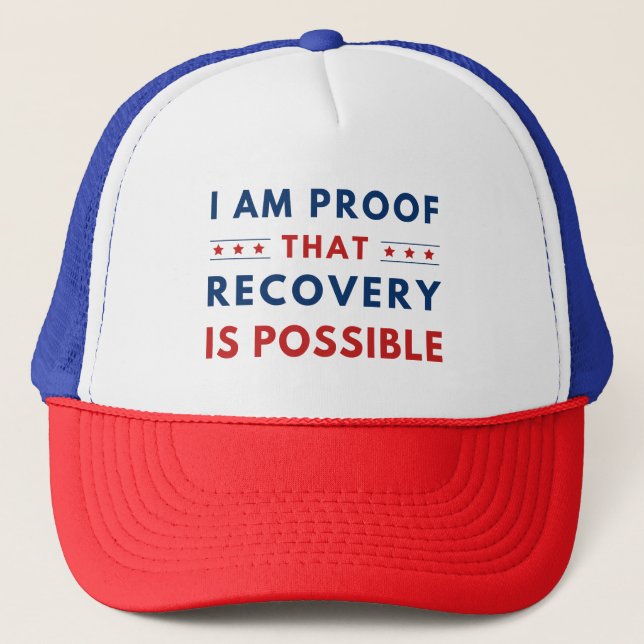 Red And Blue Recovery Awareness and Support Trucker Hat (Front)