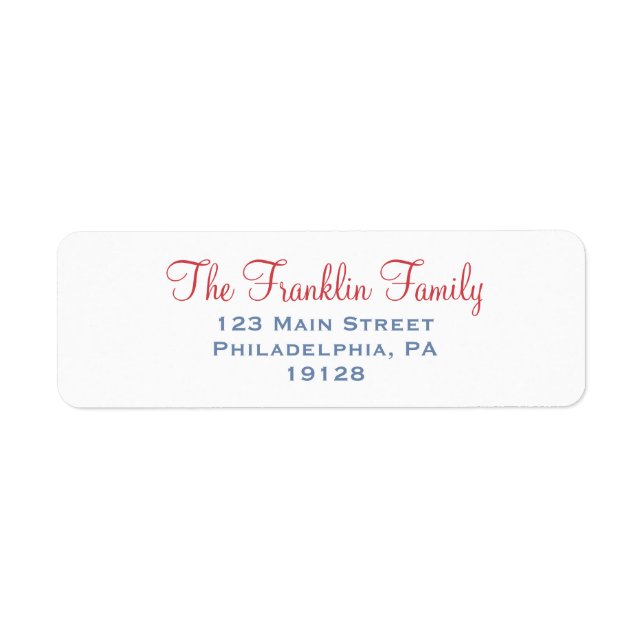 Red and Blue Return Address Label (Front)