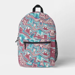 Red and Blue Ripples  Printed Backpack