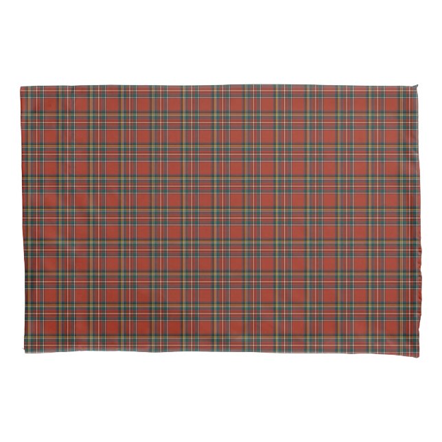 Red and Blue Royal Stewart Scottish Plaid Pillowcase (Front)