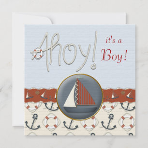 Red and Blue Sailboat Baby Shower Invitation