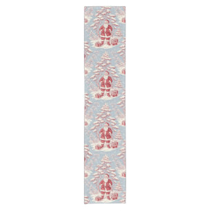 Red and Blue Santa Toile Chinoiserie Short Table Runner