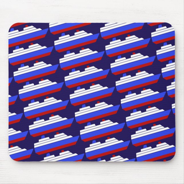 red and blue sea ship mouse mat (Front)