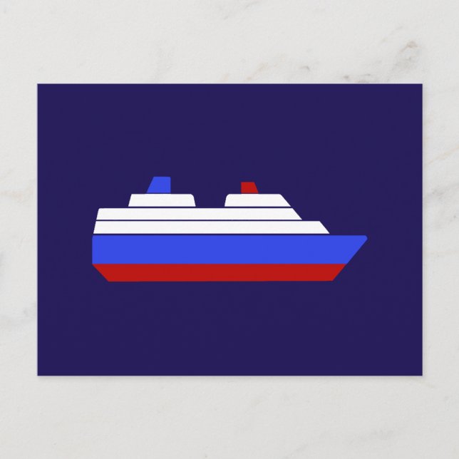 red and blue sea ship postcard (Front)