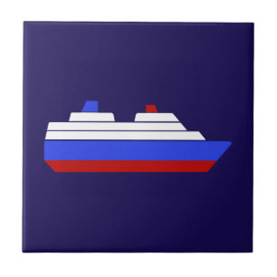 red and blue sea ship tile