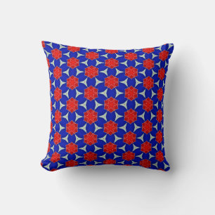 Red and Blue Snowflakes Cushion