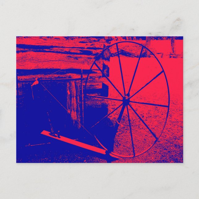 Red and Blue Spindle Wheel Postcard (Front)