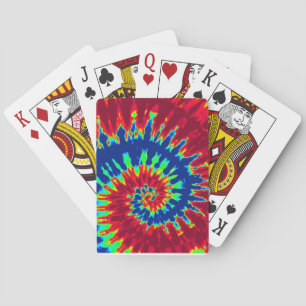Red and blue Spiral Tie Dye Playing Cards