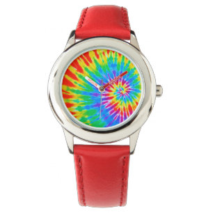 Red and Blue Spiral Tie Dye Watch