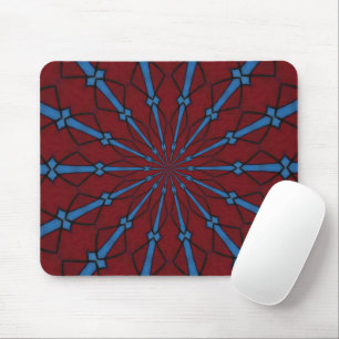 Red and Blue Stained Glass Radial Mousepad