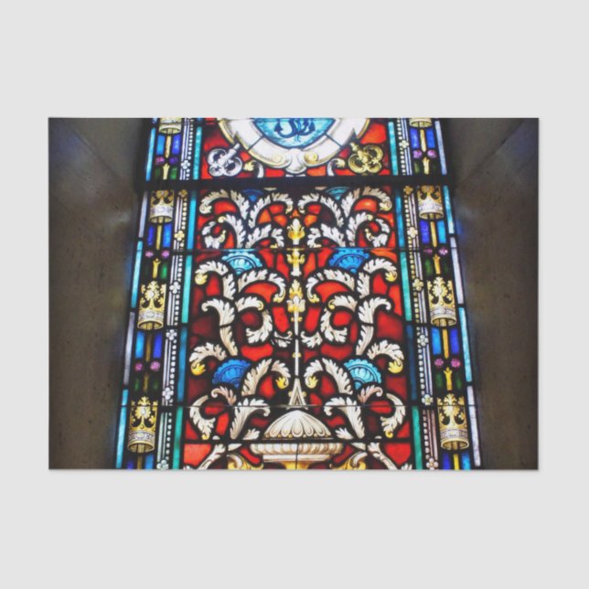 Red and Blue Stained Glass Tissue Paper (Front)