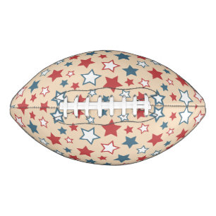 Red and Blue Stars, 4th of July, Beige Background American Football