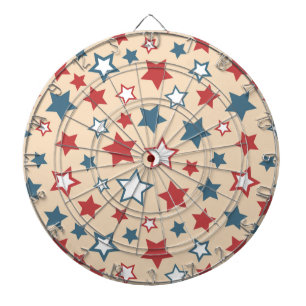 Red and Blue Stars, 4th of July, Beige Background Dartboard