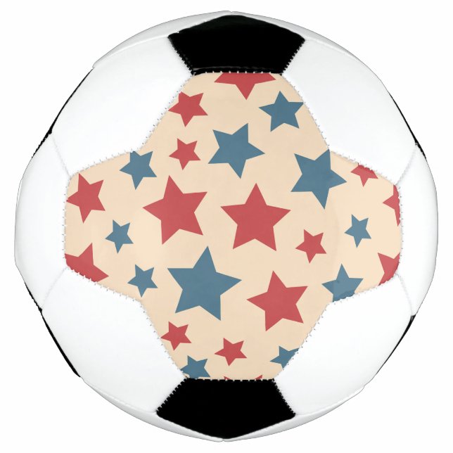 Red and Blue Stars, 4th of July, Beige Background Football (Front)