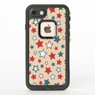 Red and Blue Stars, 4th of July, Beige Background