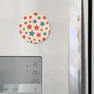 Red and Blue Stars, 4th of July, Beige Background Magnet