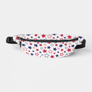 Red and Blue Stars, 4th of July, White Background Bum Bags