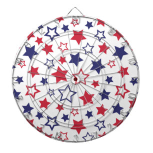 Red and Blue Stars, 4th of July, White Background Dartboard