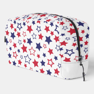 Red and Blue Stars, 4th of July, White Background Dopp Kit