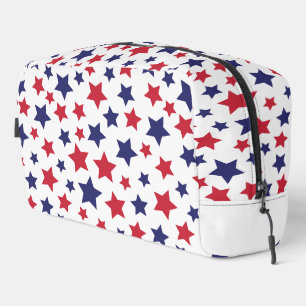 Red and Blue Stars, 4th of July, White Background Dopp Kit