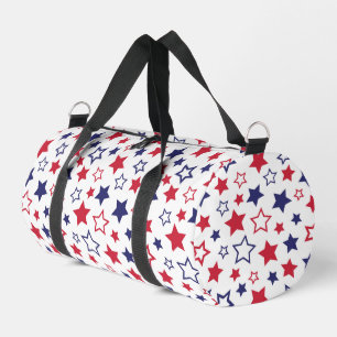 Red and Blue Stars, 4th of July, White Background Duffle Bag