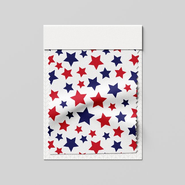 Red and Blue Stars, 4th of July, White Background Fabric (Creator Uploaded)