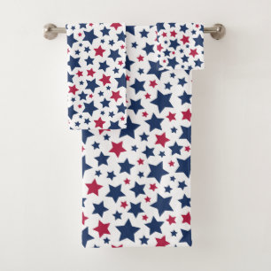 Red and Blue Stars - American flag pattern Bath Towel Set