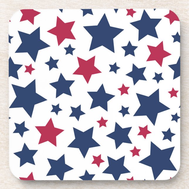 Red and Blue Stars - American flag pattern Coaster (Front)