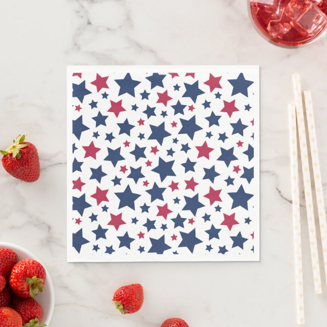 Red and Blue Stars - American flag pattern Napkin (Insitu)