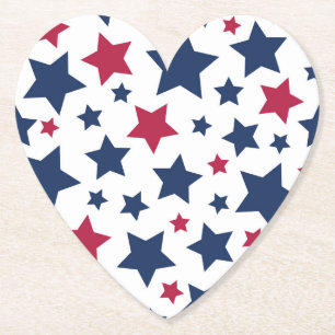 Red and Blue Stars - American flag pattern Paper Coaster