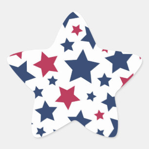 Red and Blue Stars - American flag pattern Star Sticker
